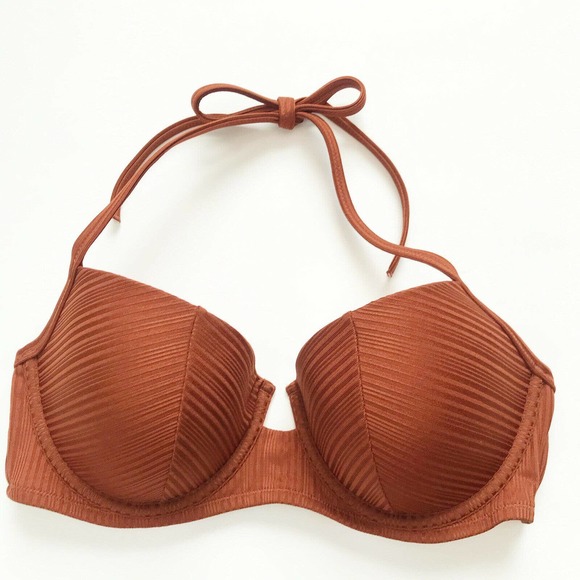 Shade & Shore Other - Shade & Shore Cabana Shiny Ribbed Bikini Top 36C